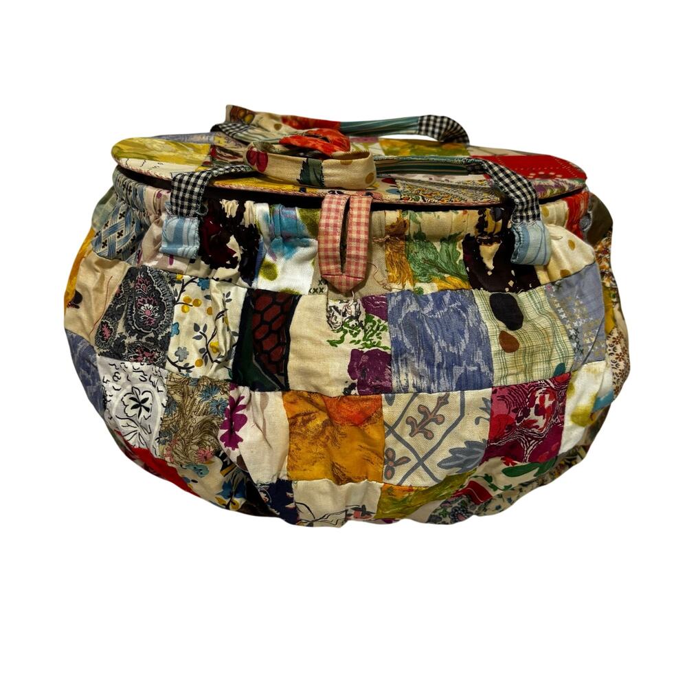 Vintage sewing bag handmade patchwork 1940’s farmhouse cottage chic mending kit